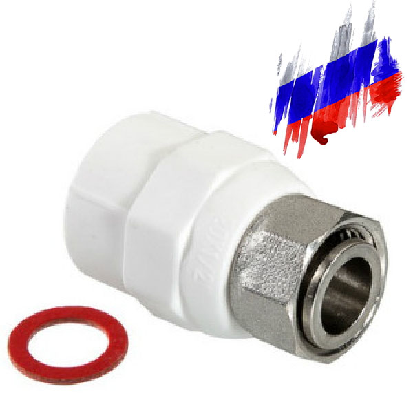 Соединитель с накидной гайкой PPR white