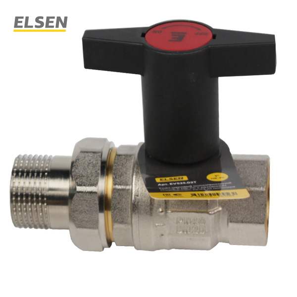 Кран шаровый с американкой ELSEN Strong с полимерной ручкой